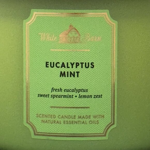 BBW Eucalyptus Mint White Barn Bath & Body Works 3 Wick Candle - Picture 3 of 10